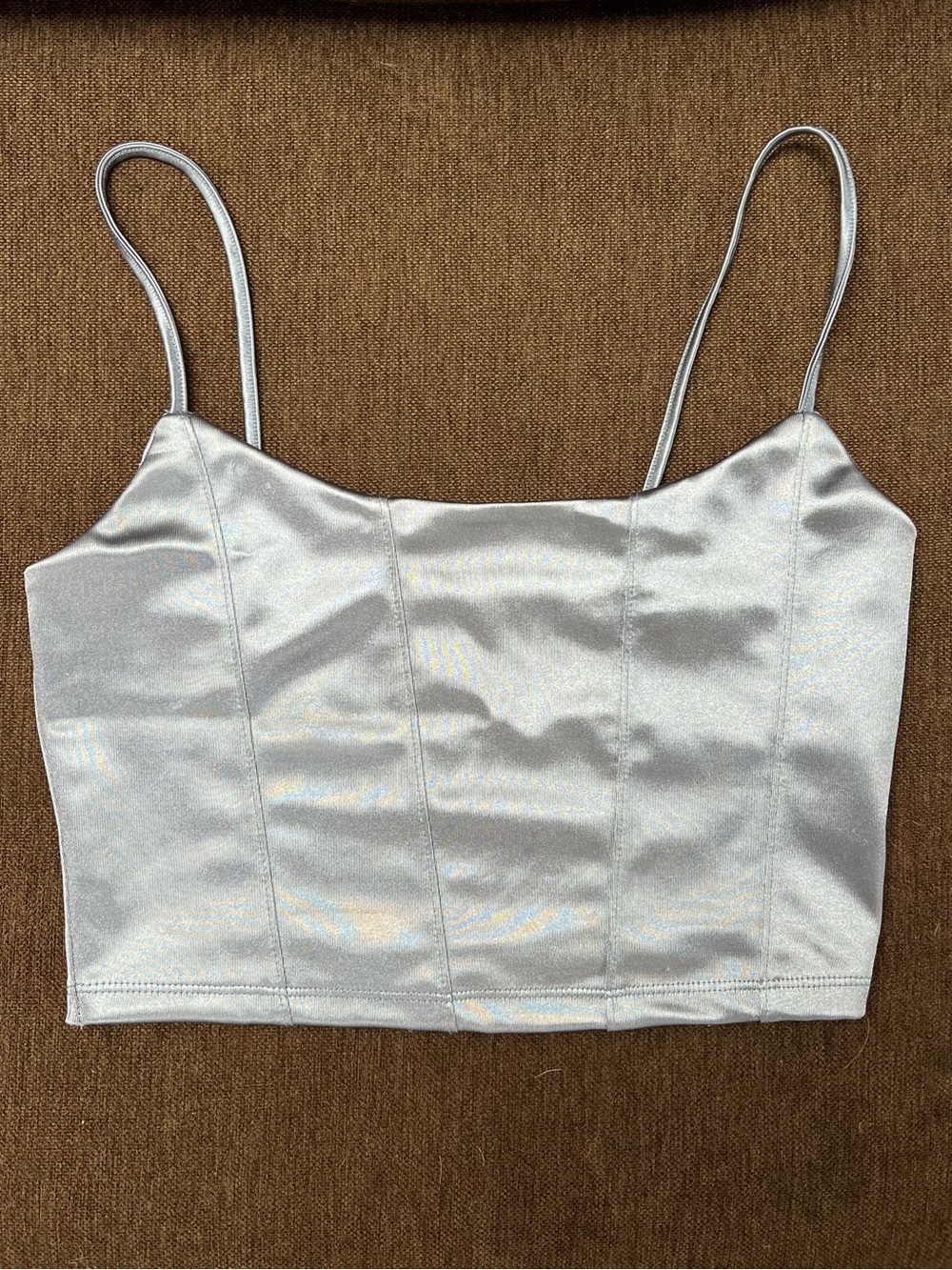 Aeropostale Metallic Silver/blue Spaghetti Strap Crop Top